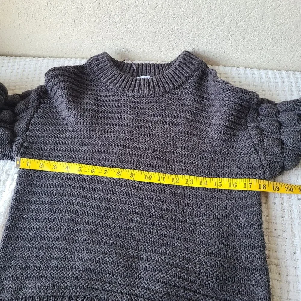Elodie Bubble Sleeve Pullover Gray Sweater Women's Size XS